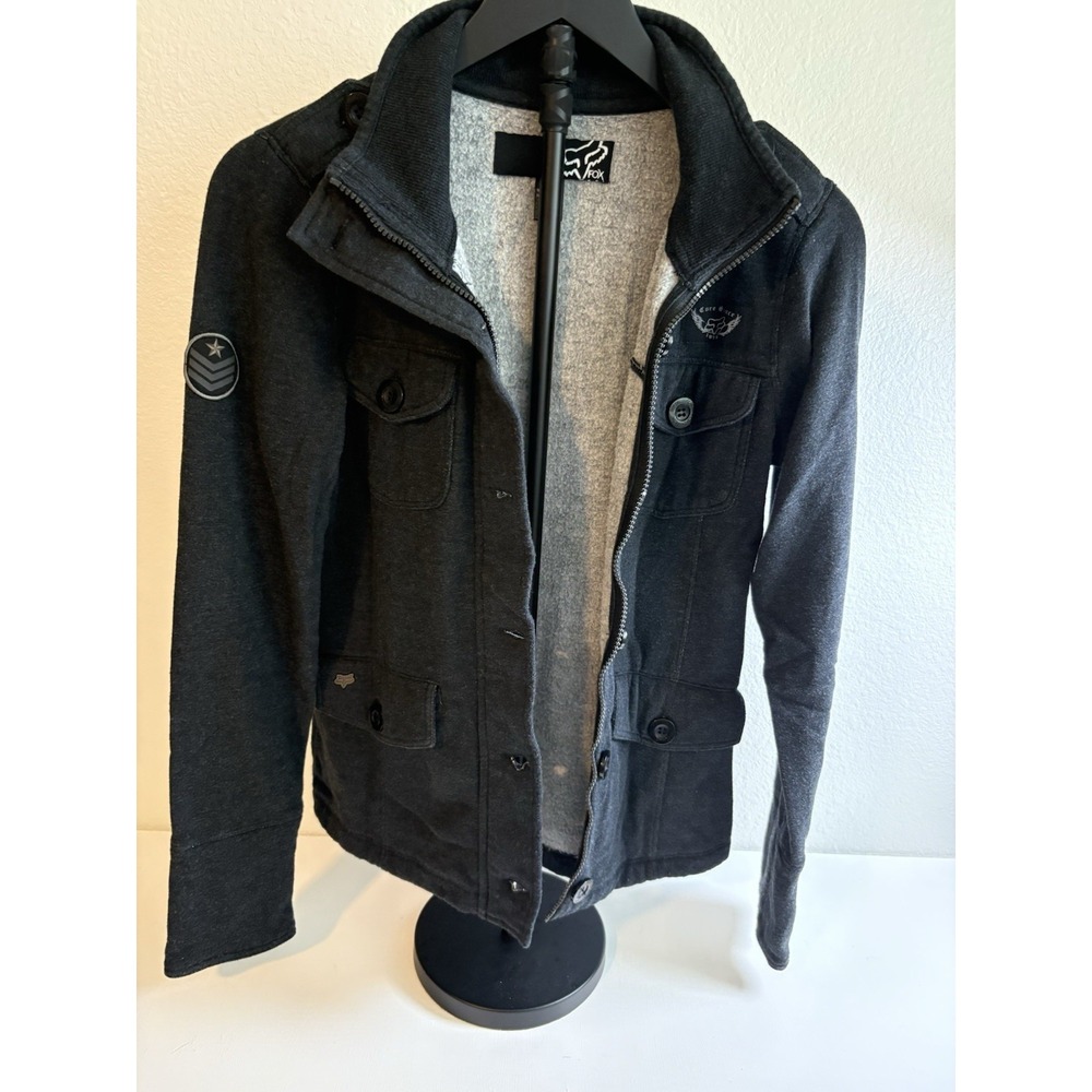 Fox Racing Womens Jacket Small Black Military Full Zip Fleece Lined Utility